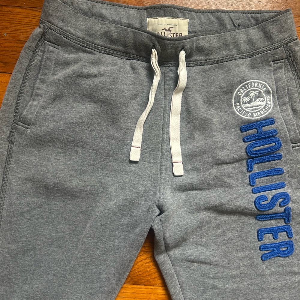 Hollister Gray Sweatpants with Blue Branding